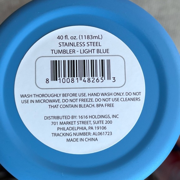 BNWT HYDRAQUENCH 40 fl. oz. Light Blue Tumbler with 2 Straw Topper - Picture 7 of 8